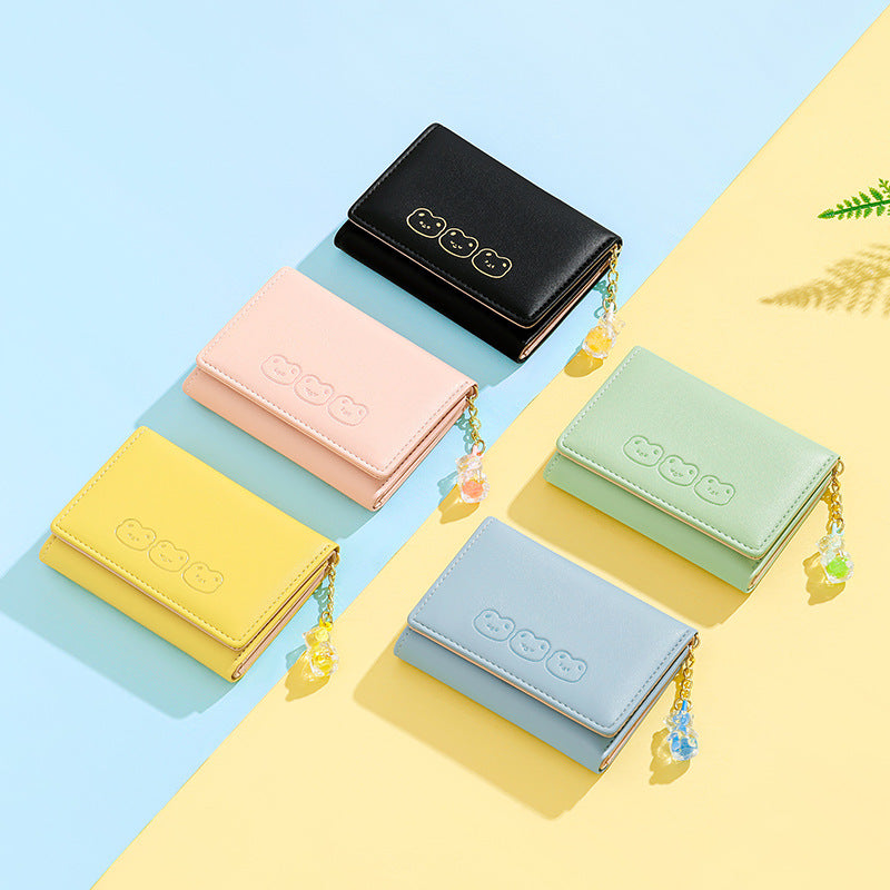 Women's Large Capacity Multiple Slots Simple Short Cartoon Purses