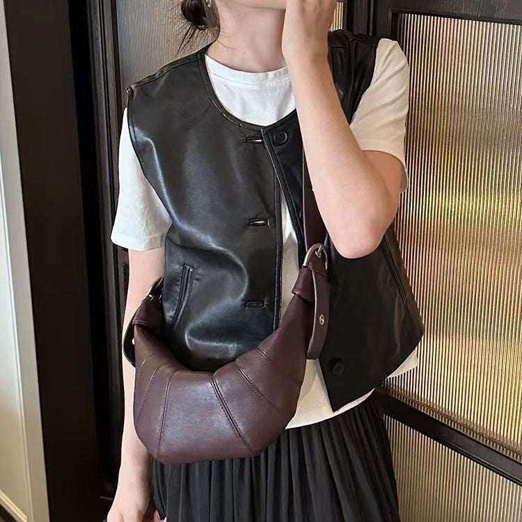 Durable Leather Versatile Croissant Advanced Dumpling Bags