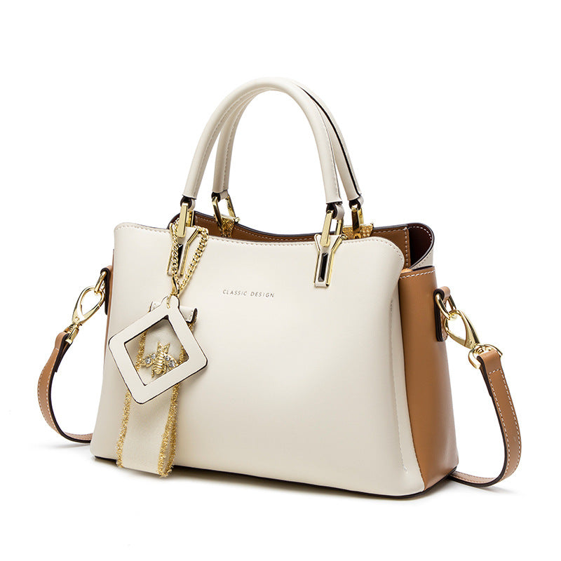 Women's Genuine Leather Portable Birthday Contrast Color Affordable Luxury Handbags