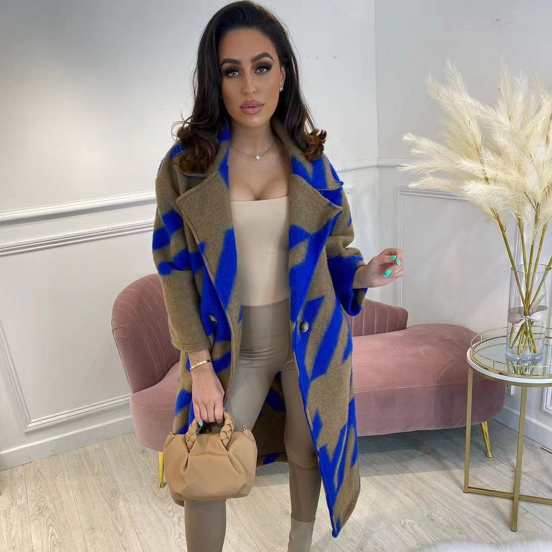 Women's Than Autumn Color Matching Fashion Long Coats