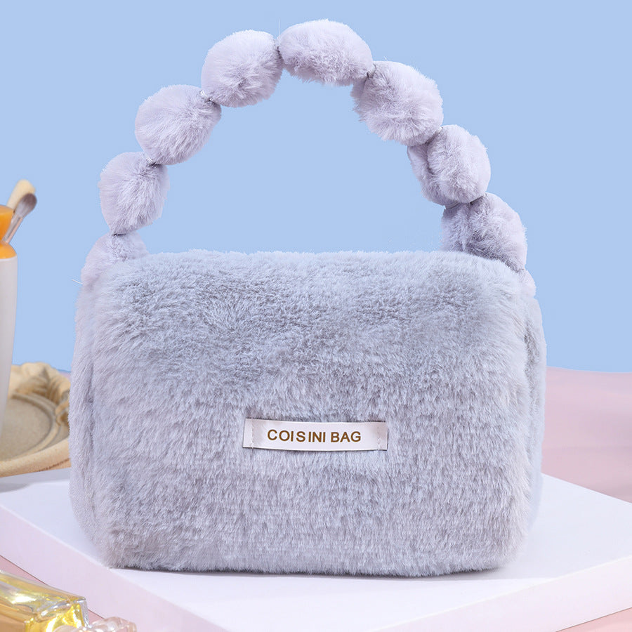 Capacity Plush Portable Good-looking Cosmetics Storage Cosmetic Bags