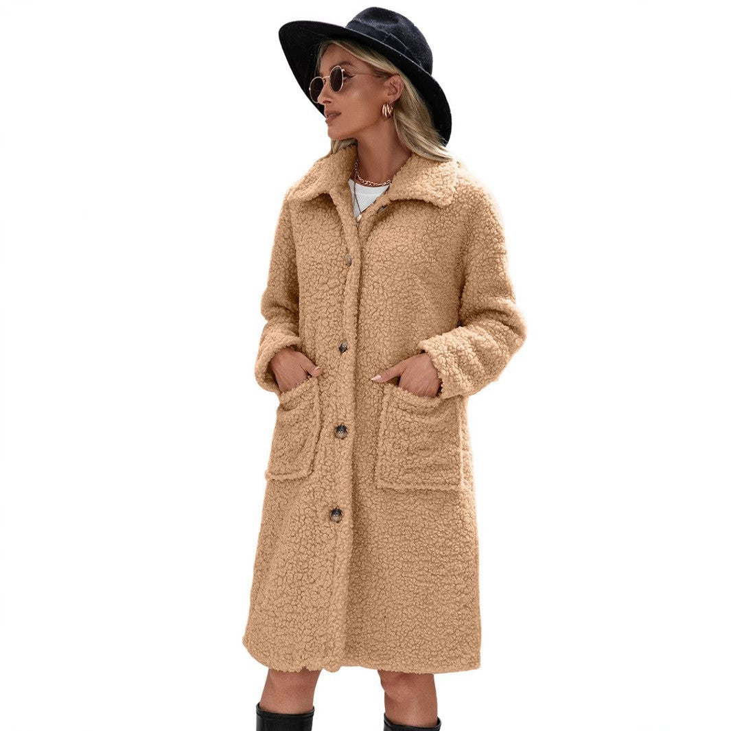 Women's Plush Thickened Single-breasted Lamb Wool Coats