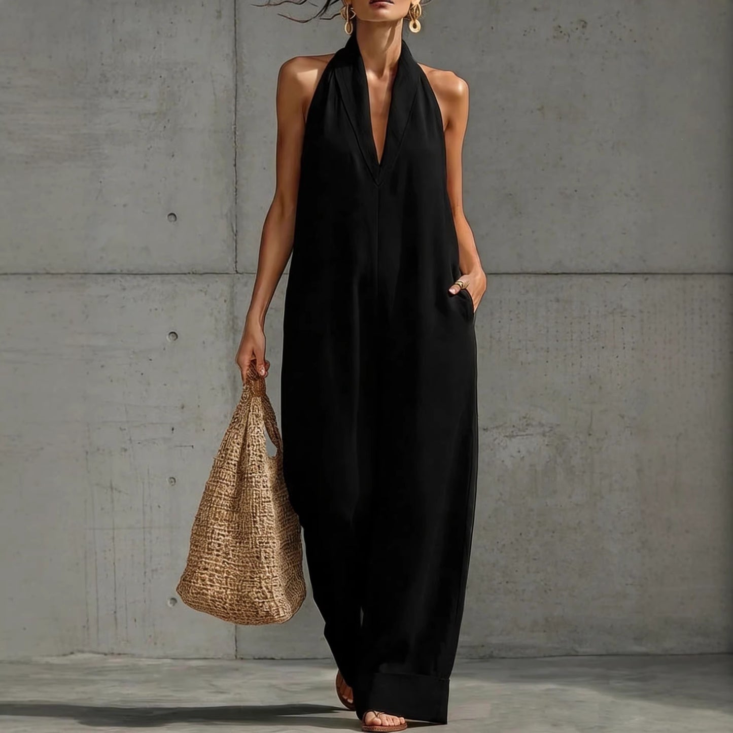 Women's Cotton Linen Simple Elegant Sleeveless Casual Women's Jumpsuit/clothing