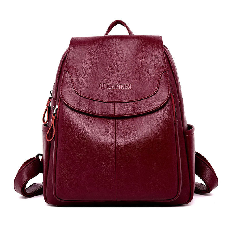 Women's Korean Soft Leather Sheepskin Pattern Fashion Backpacks