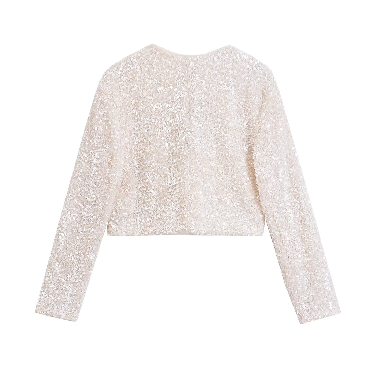 Women's French Fashion Bowknot Decoration Sequins Loose-fitting Coats