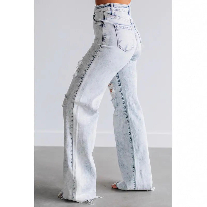 Women's Stretch Slimming Loose Straight Wide Leg High Waist Large Women's Jeans