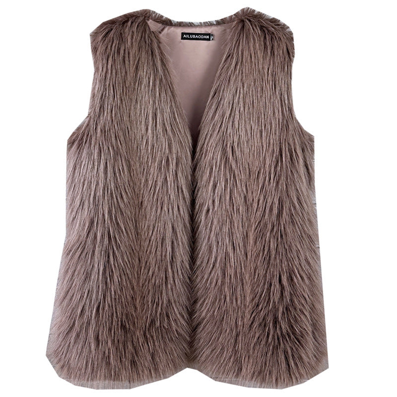 Women's Faux Camisole Fox Fur Winter Mid-length Coats