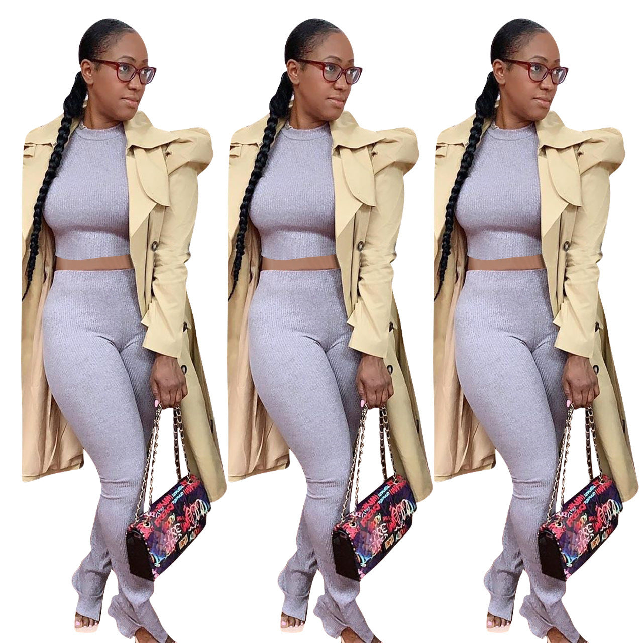 Women's Pure Color Casual Long Trench Wear Coats