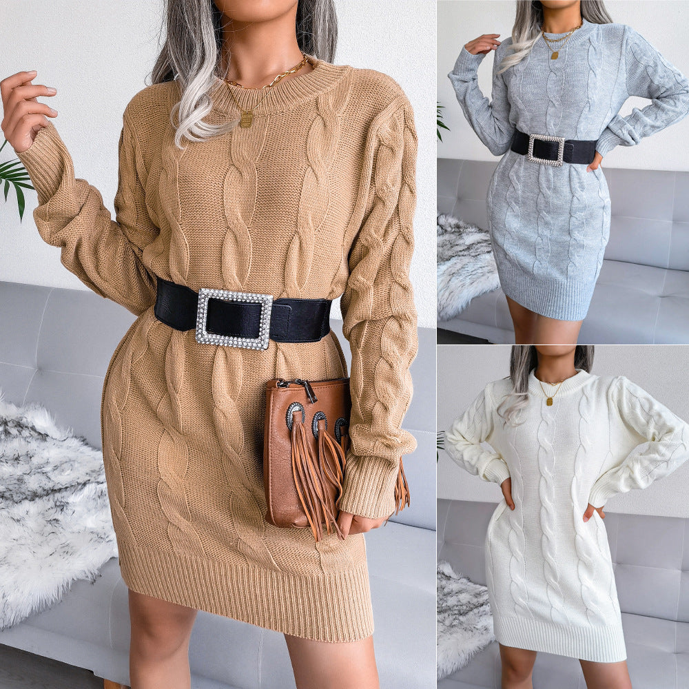 Women's Clearance Twist Package Hip Knitted Dress