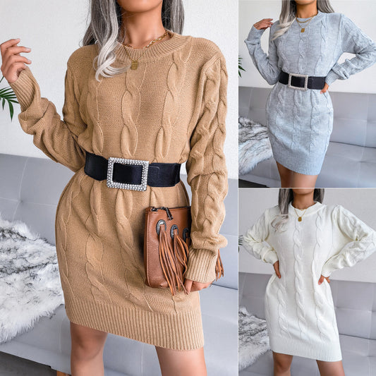 Women's Clearance Twist Package Hip Knitted Dress
