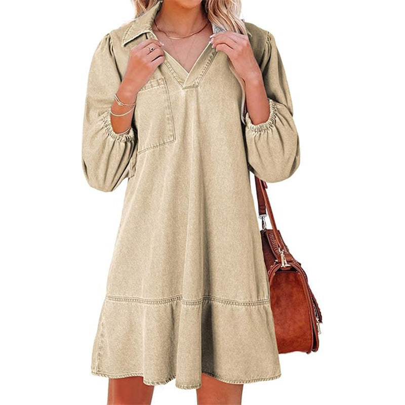 Women's Casual Style Clothes Cropped Puff Sleeve Dresses