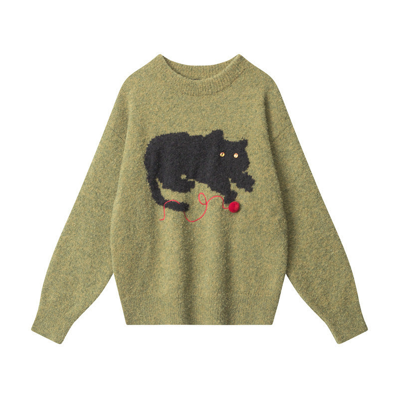 Women's Lazy Leisure Pullover Jacquard Loose-fitting Retro Sweaters