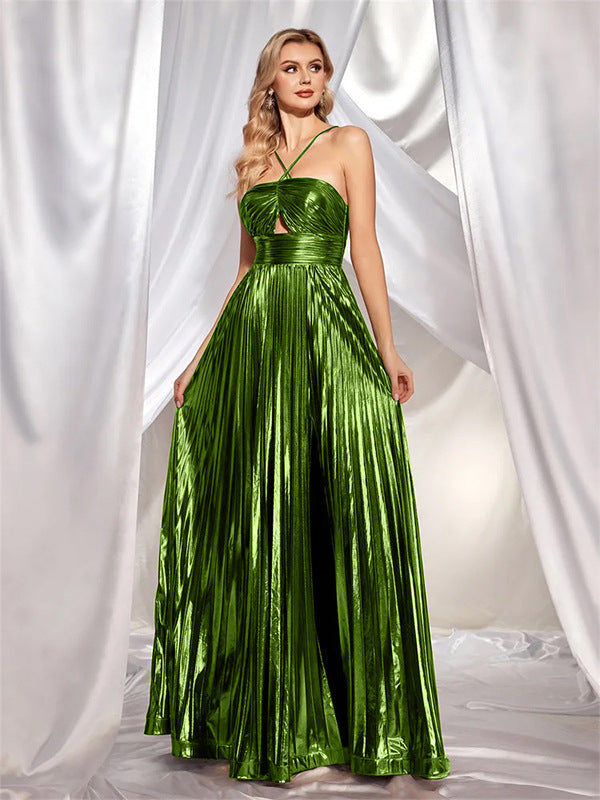 Women's Sleeveless Backless Halter Dress Stylish Texture Sexy Dresses