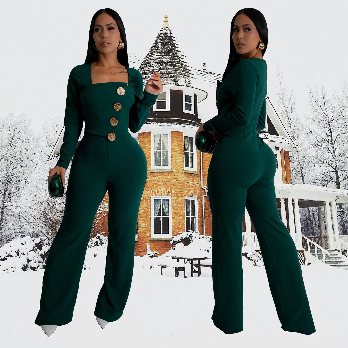 Women's Wear Long Sleeve Arm Covering Trousers Jumpsuits