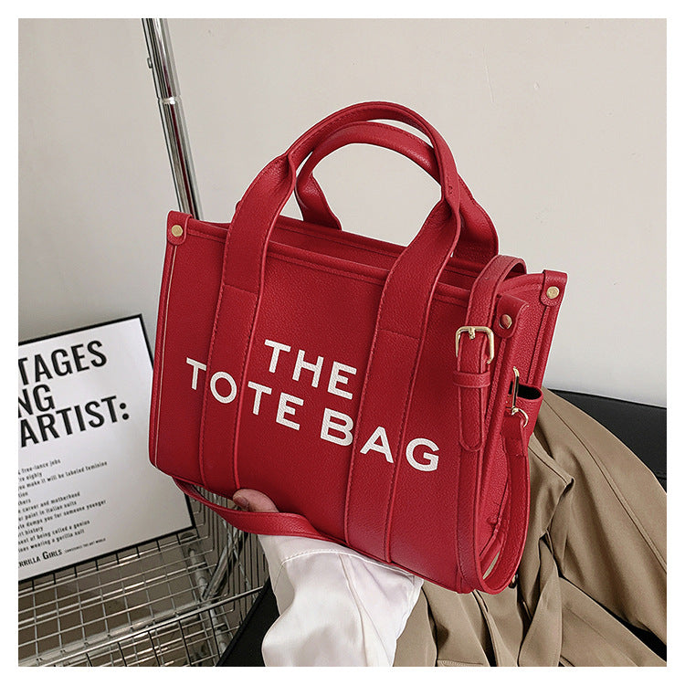 Women's Trendy Solid Color Letter Large Capacity Shoulder Bags