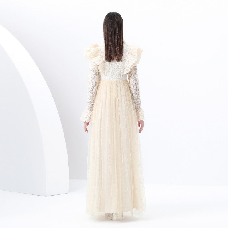 Style Embroidered Lace Long Sleeve Mesh Dresses