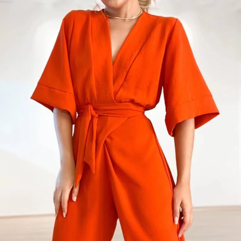 Women's Summer Loose Temperament Half Sleeves Trousers Women's Jumpsuit/clothing