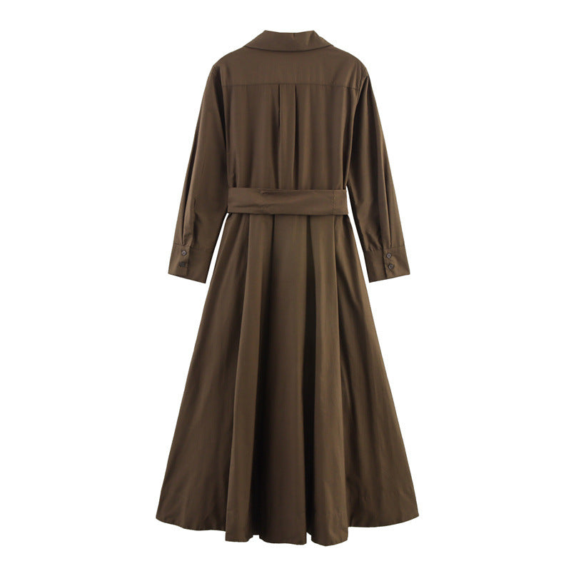 Women's Autumn Fashionable Casual Loose Poplin Shirt Dresses