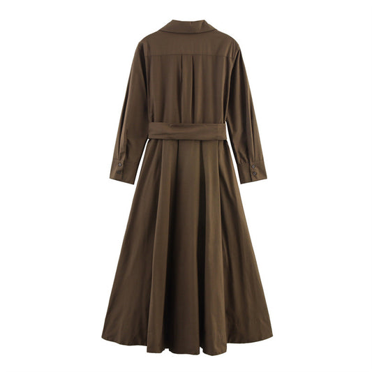 Women's Autumn Fashionable Casual Loose Poplin Shirt Dresses