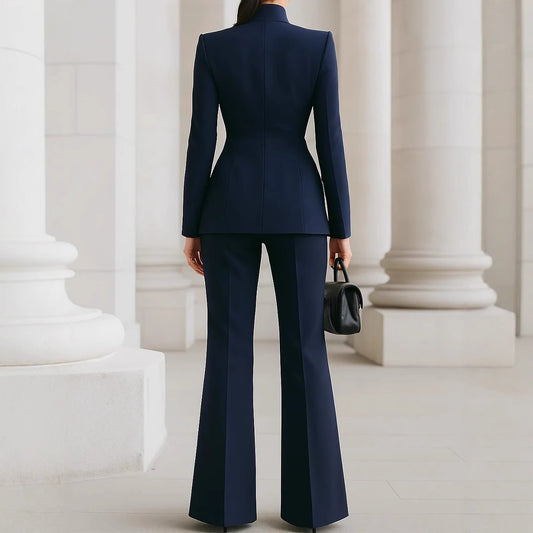 Women's Long-sleeved Solid Color Pocket One Button Small Suits