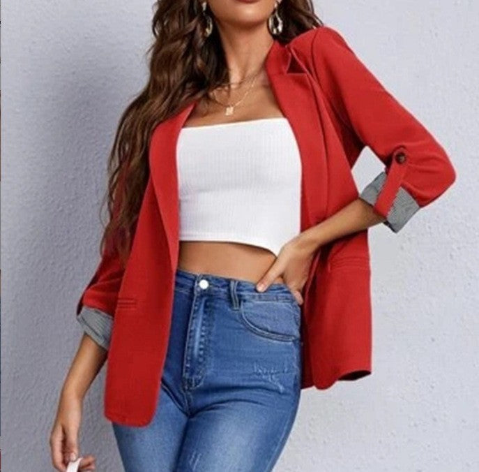 Beautiful Classy Fashion Stitching Lapel Graceful Small Suit
