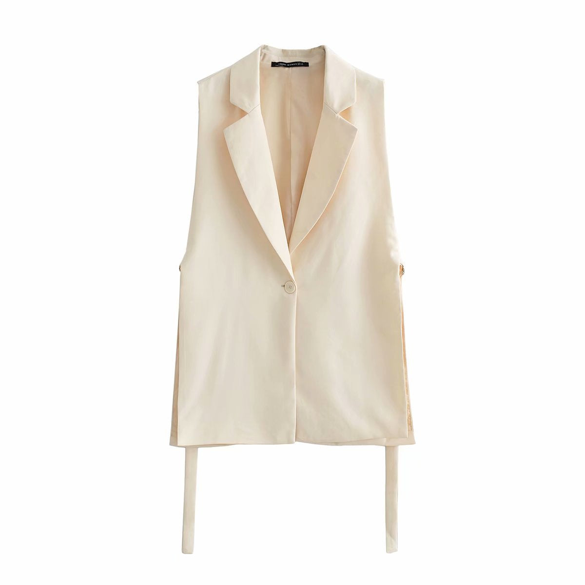 Pure Color Tied Decorative Split Single Vests