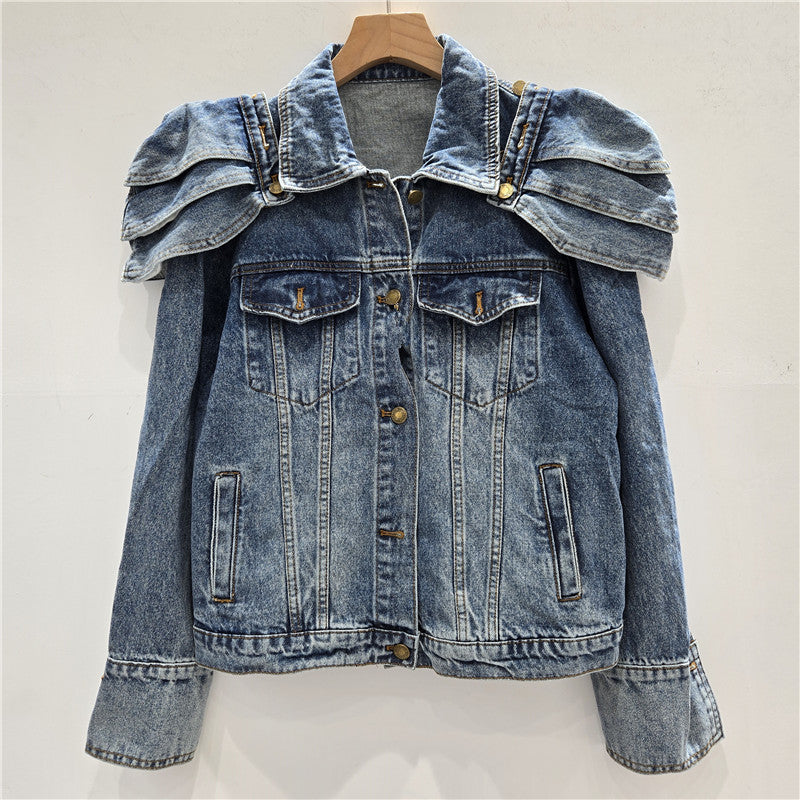 Women's Detachable Padded Shoulder Denim Korean Stylish Jackets