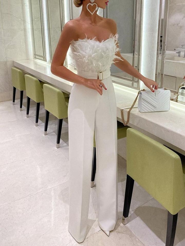 Classy Classic Feather Tube Sexy Fashion Pants