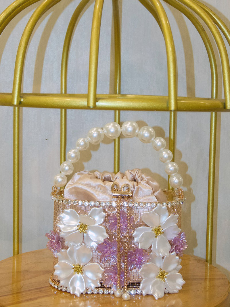 Cage Handmade Hollow Shiny Rhinestone Chain Handbags