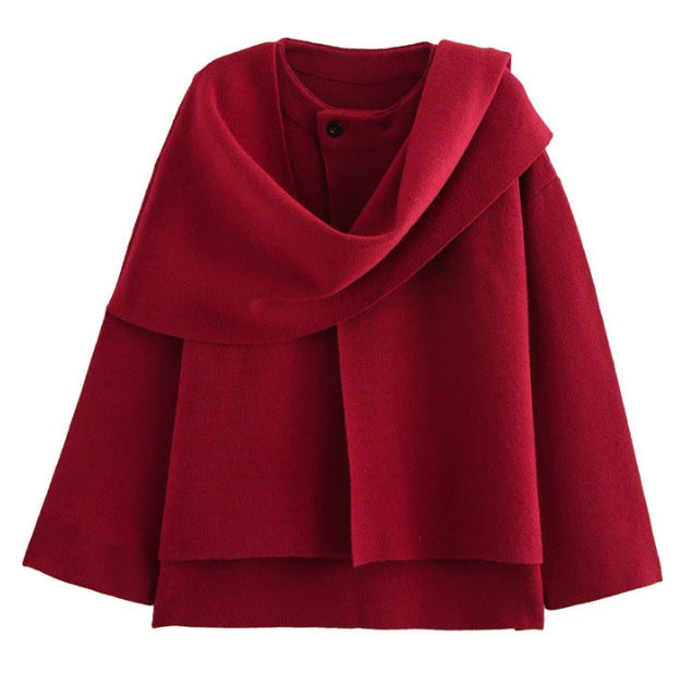 Women's Pretty Beautiful Asymmetric Scarf Knitted Jackets