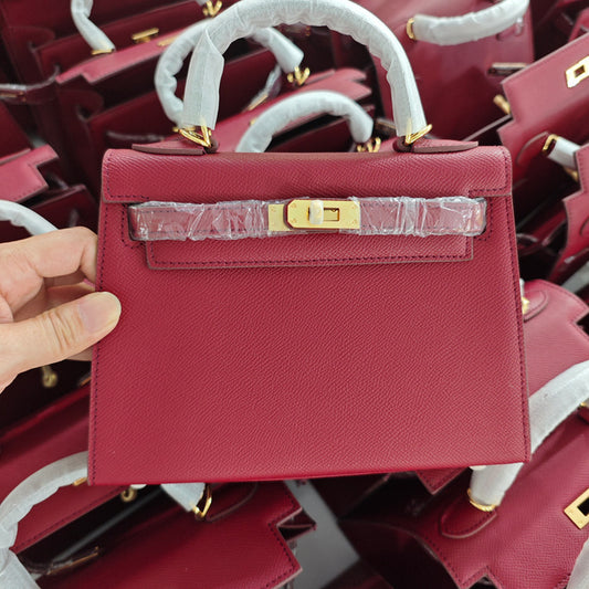 Women's Genuine Leather Palm Print Kelly Second Crossbody Bags