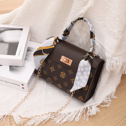 Fresh Sweet Autumn Print Silk Scarf Crossbody Bags