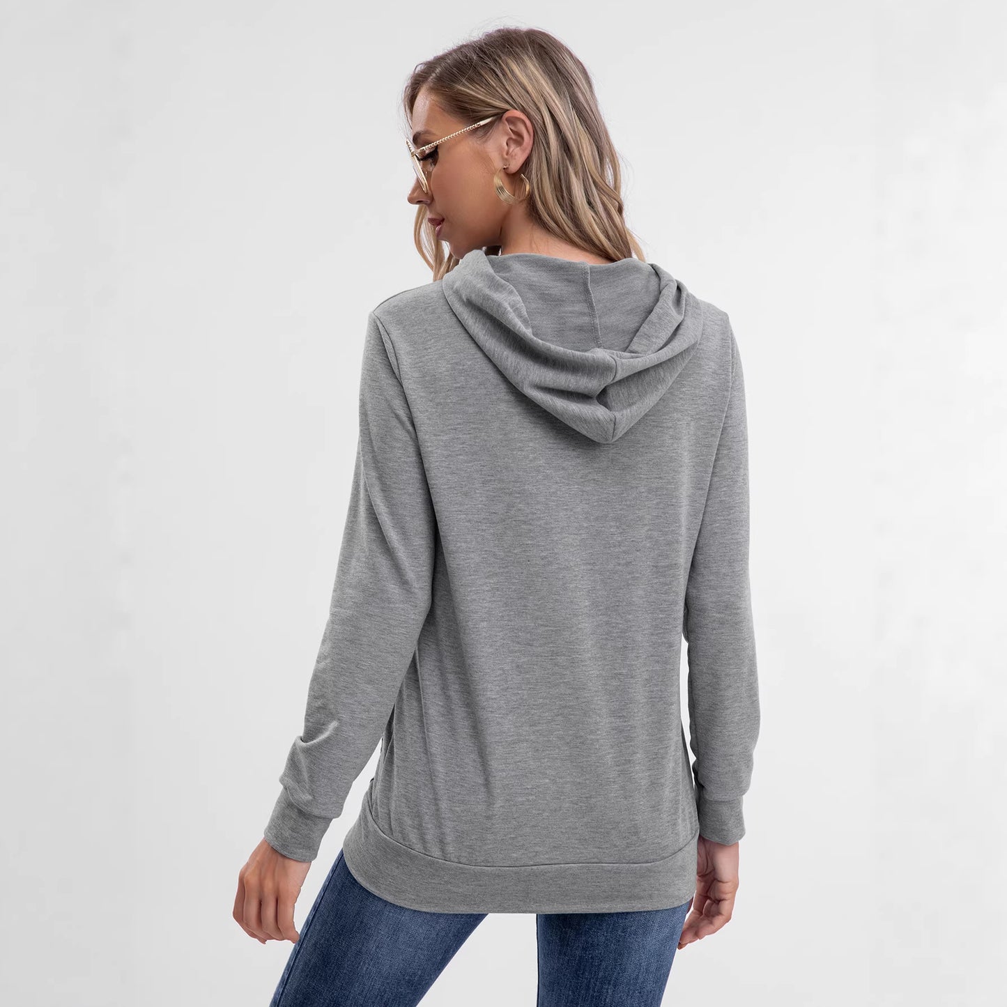 Women's Rainbow Striped Hooded Zipper Sweatshirt Loose Coats