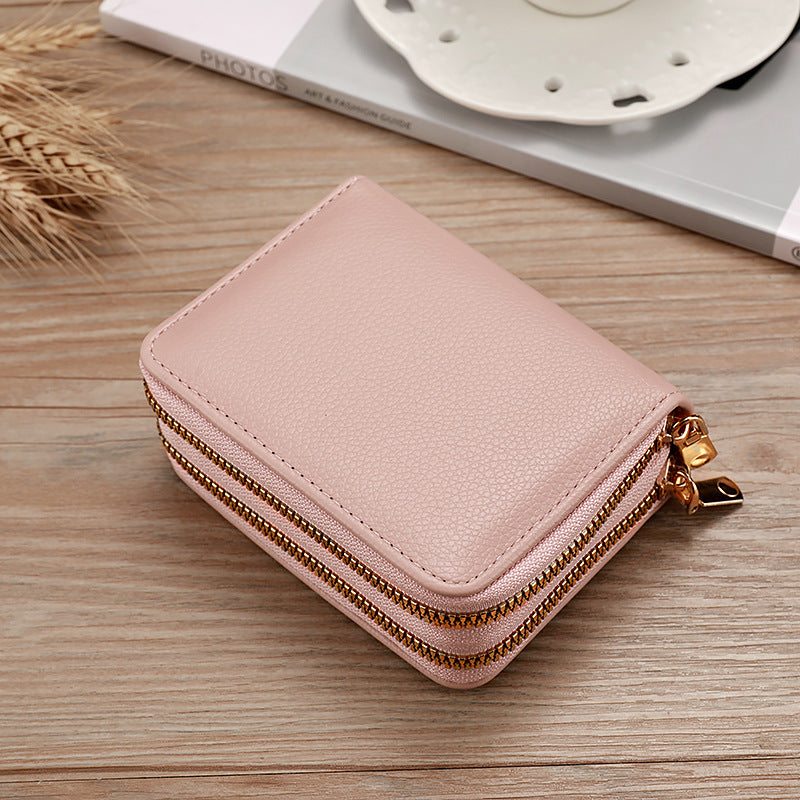 Women's Double Zipper Large Capacity Expanding Fashion Id Package