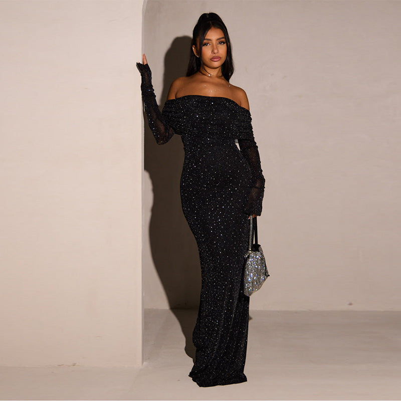 Women's Mesh Sier Silk Sexy Waist Trimming Dress