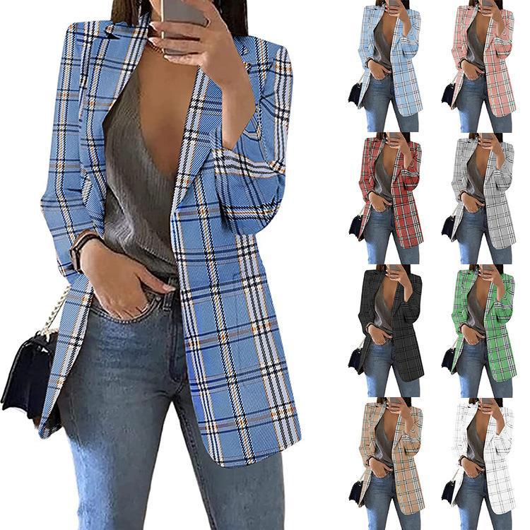 Women's Fashion Plaid Leisure Lapel For Small Suit