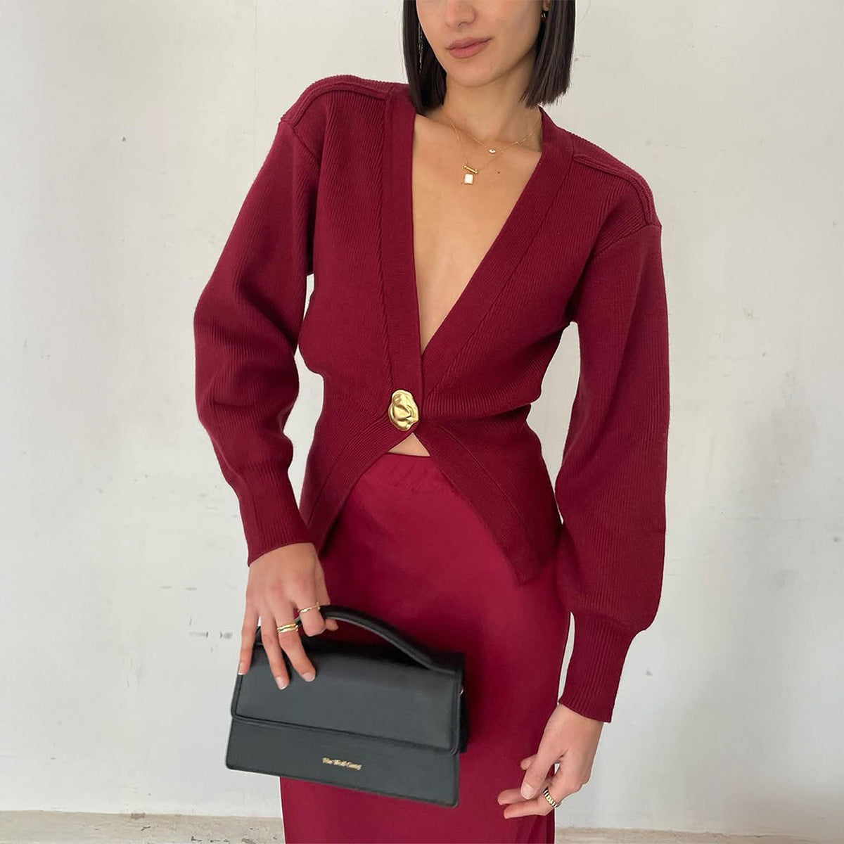 Women's Casual Simple Style Deep V Advanced Sweaters