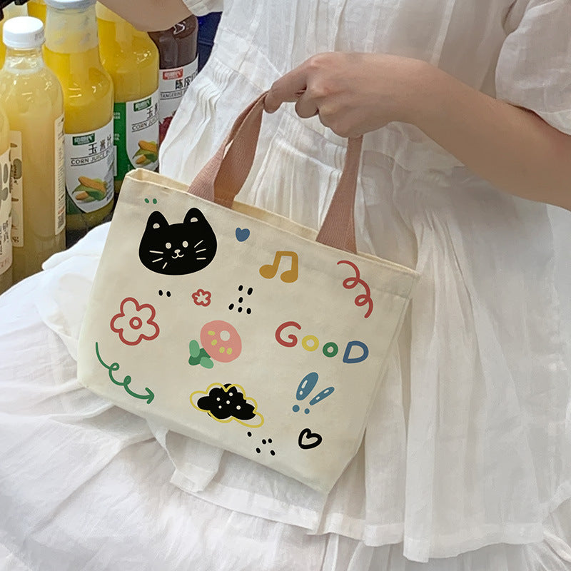 Women's Cute Cartoon Canvas Tutorial Lunch Size Handbags