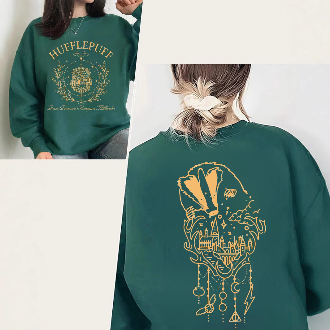 Printed Loose Base Long Sleeve Large Sweaters