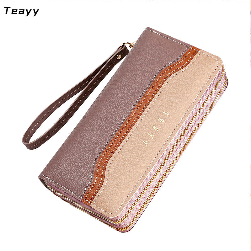 Women's Long Hand-held Korean Color Matching Large Ladies Wallets