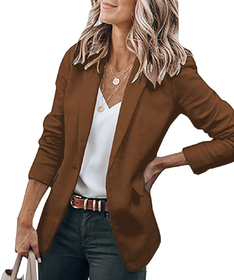 Women's Autumn Temperament Long-sleeved Solid Color Collar Small Suit