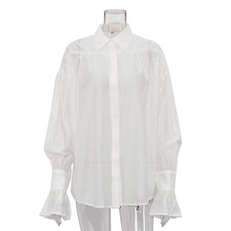 Women's Autumn Fashion Loose Temperament Polo Collar Blouses