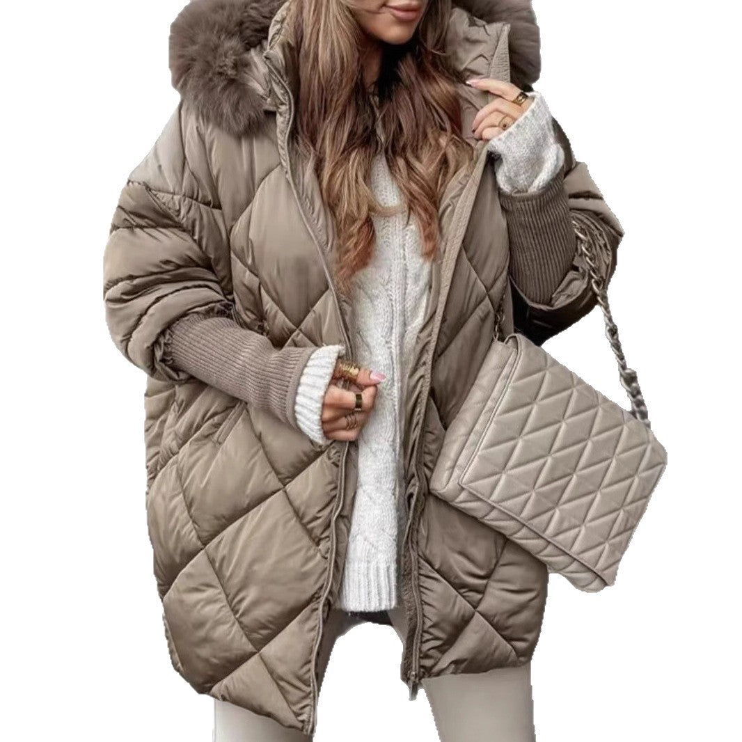 Women's Winter Hooded Cotton Temperament Loose Coats