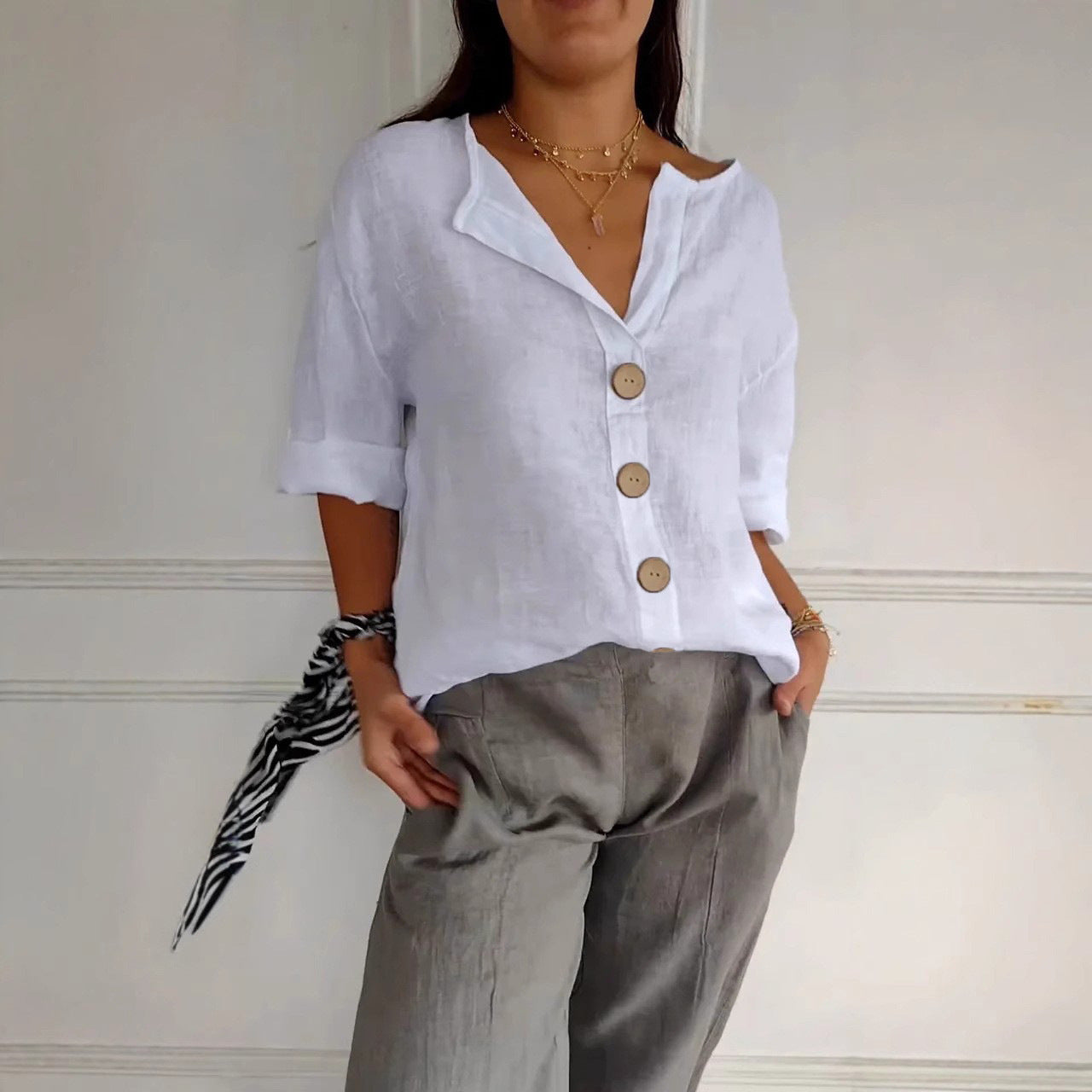 Creative Cool Women's Summer Flyaway Buttons Tops