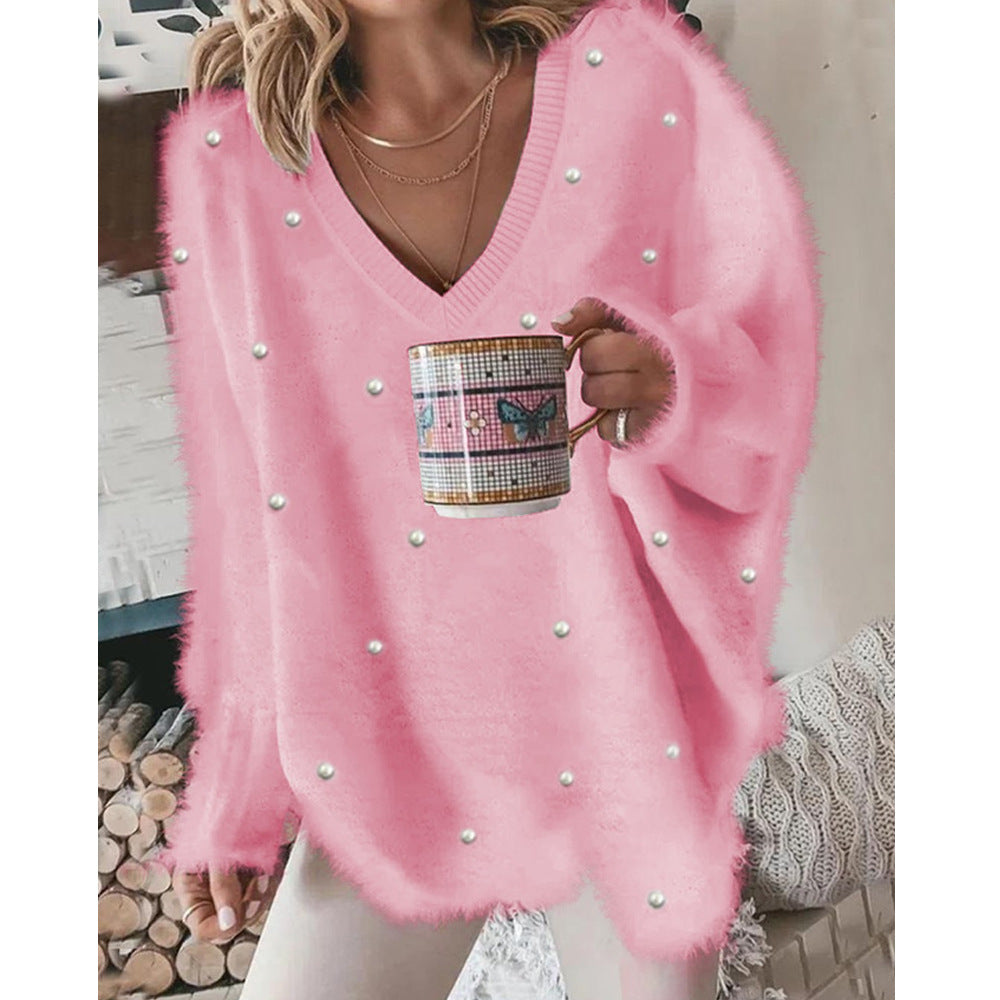 Women's Classic Bead Solid Color Pullover Sweaters