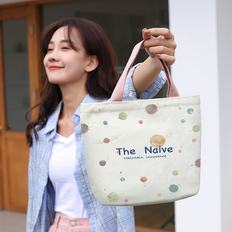 Women's Cute Cartoon Canvas Tutorial Lunch Size Handbags