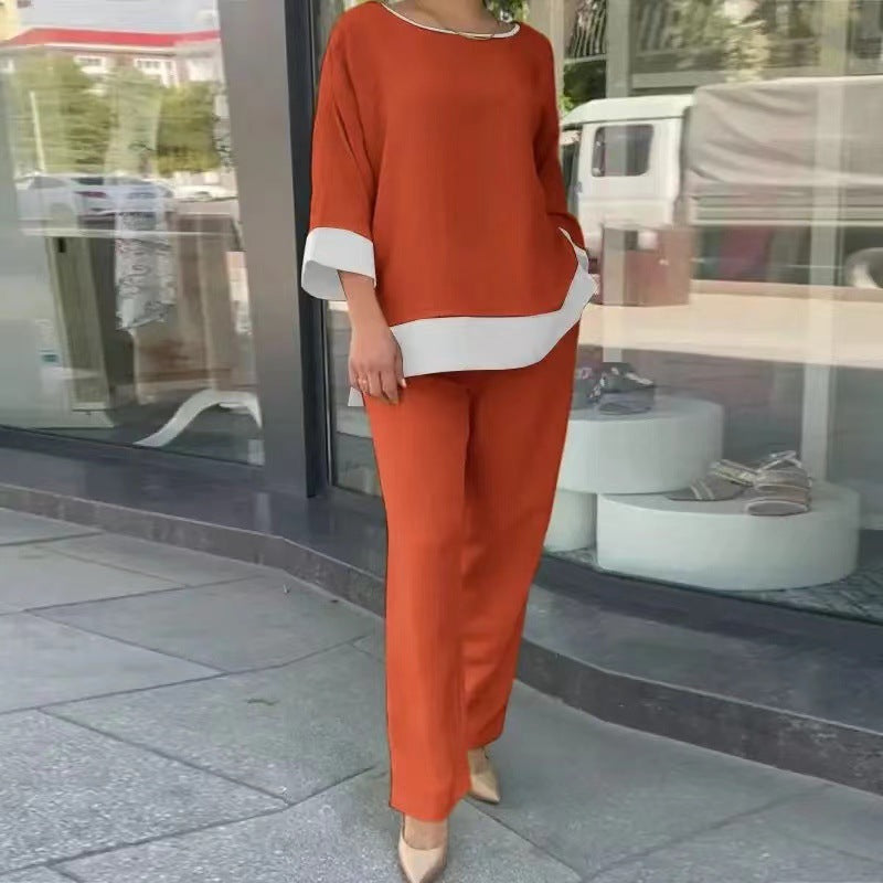 Women's Loose Casual Crew Neck Shirt Pants