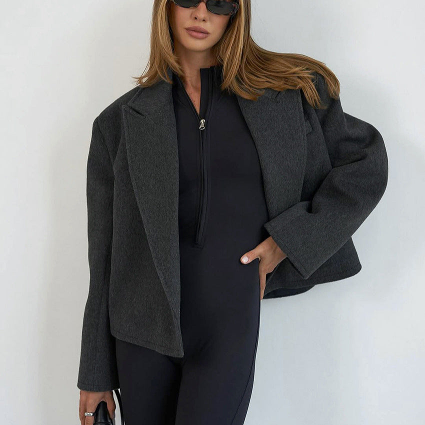 Women's Casual Fashion High-grade Waist Woolen Blazers