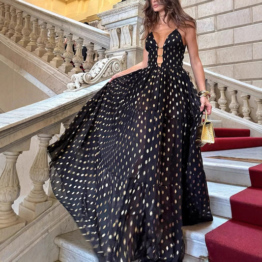 Strap Chiffon Printed Dress Casual Loose Dresses