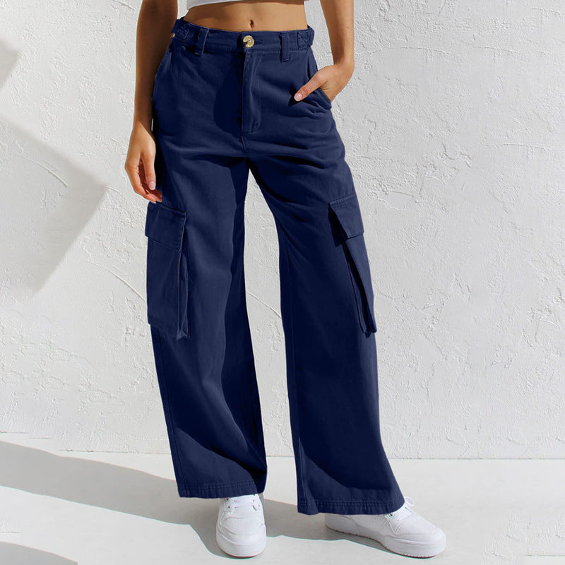 Casual Loose Wide Leg Straight Cargo Jeans